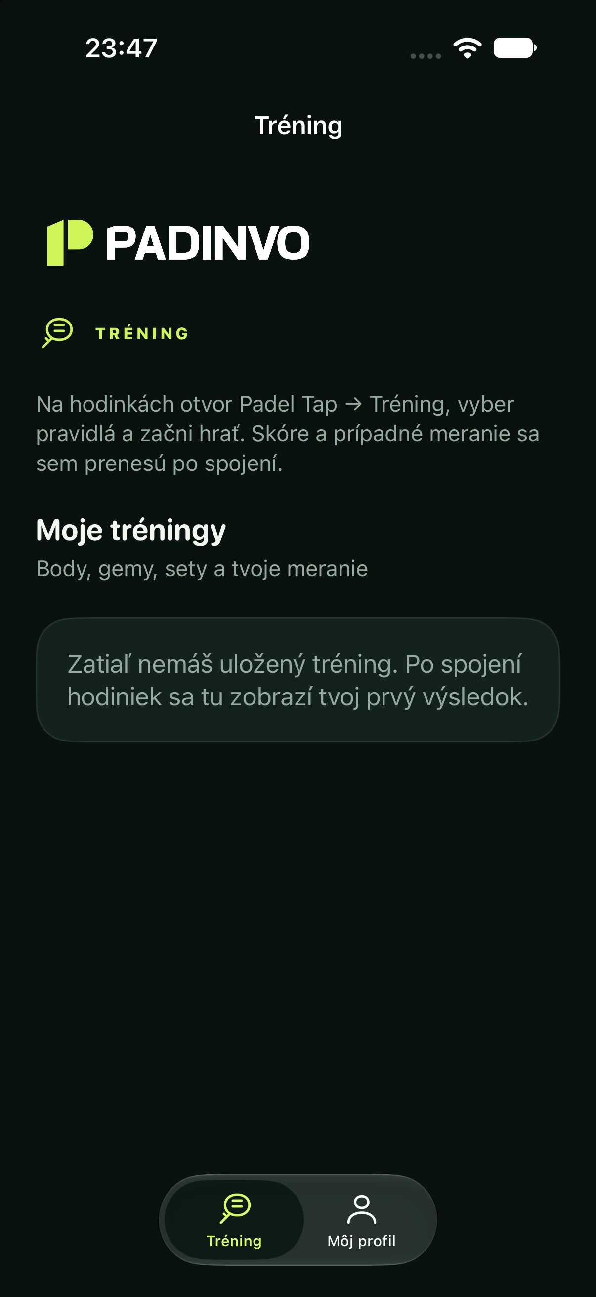 Natívne rozhranie tréningového archívu PADINVO v iPhone